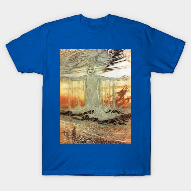 The Shipwrecked Man and the Sea - Arthur Rackham T-Shirt by forgottenbeauty